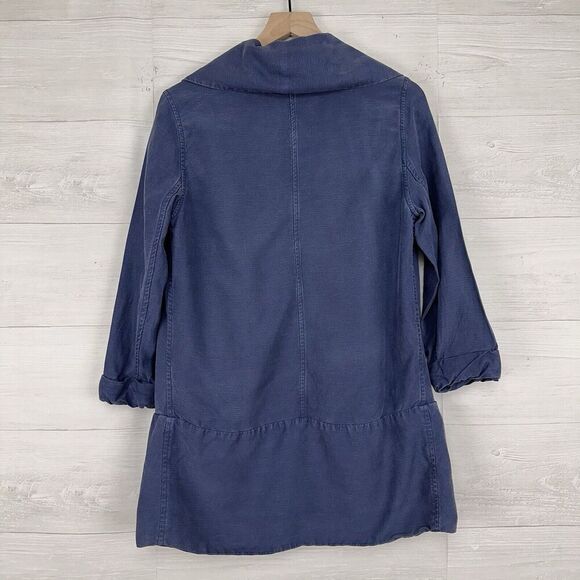 Aritzia Wilfred Chevalier Jacket Women M Linen Blend Open Front Dusty Denim Blue - Picture 6 of 16